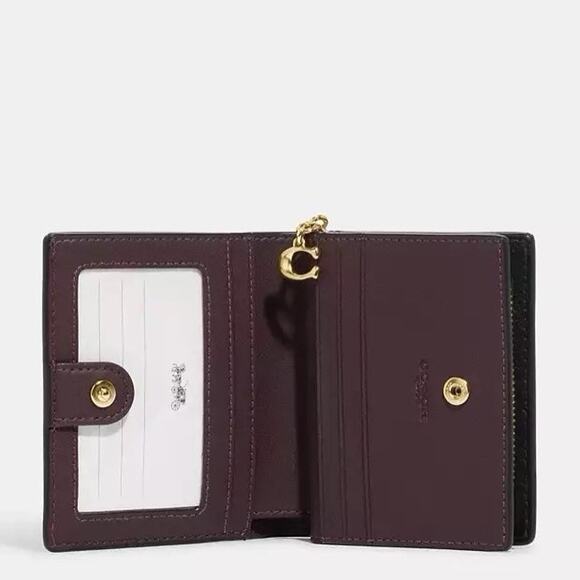 NWT Coach Snap Wallet In Crocodile-embossed leather C6092 Gold/Black - Picture 6 of 7